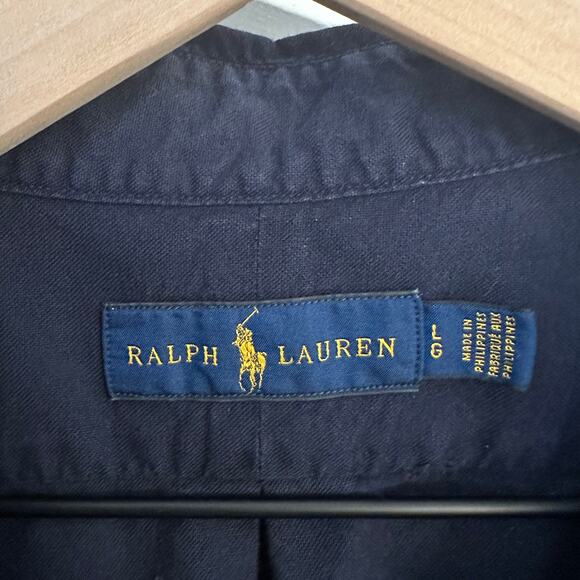 Ralph Lauren Men's Navy Blue Button Up Short Sleeve Shirt – Large - Picture 3 of 6